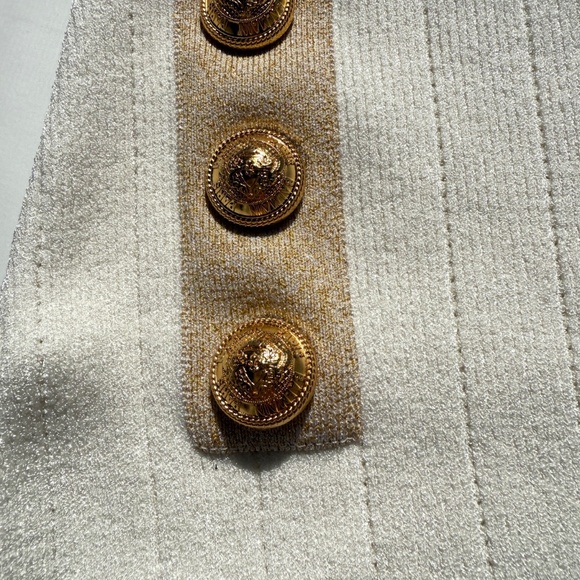 Authentic Balmain Off White Gold Ribbed Knit Mini Skirt  40 8 - Picture 5 of 7